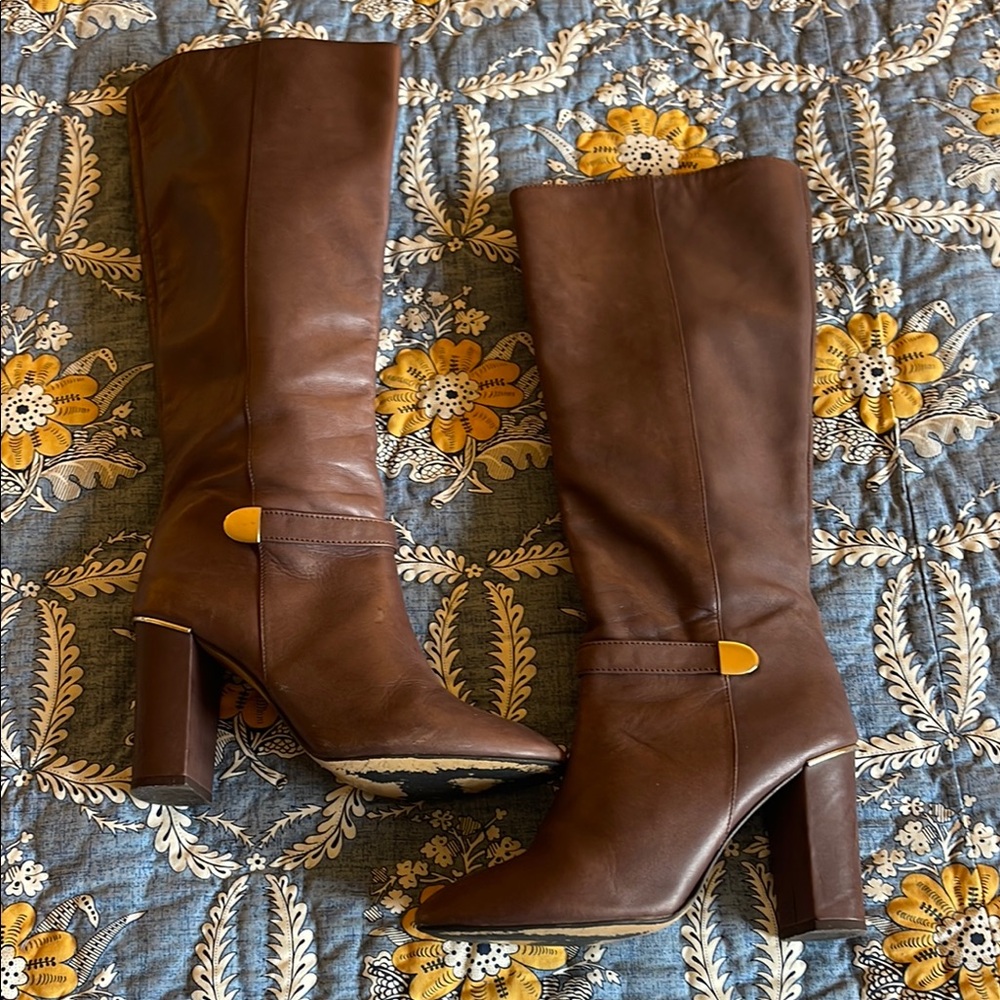 Elegant Brown Leather Knee-High Boots